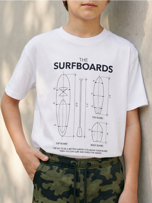 Sinsay - Tricou din bumbac cu imprimeu - alb