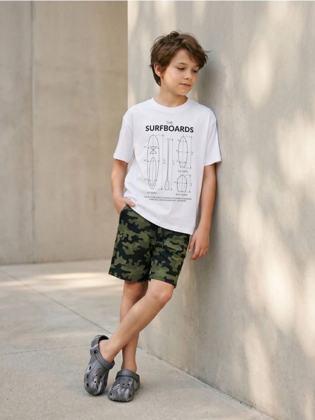 Sinsay - Tricou din bumbac cu imprimeu - alb