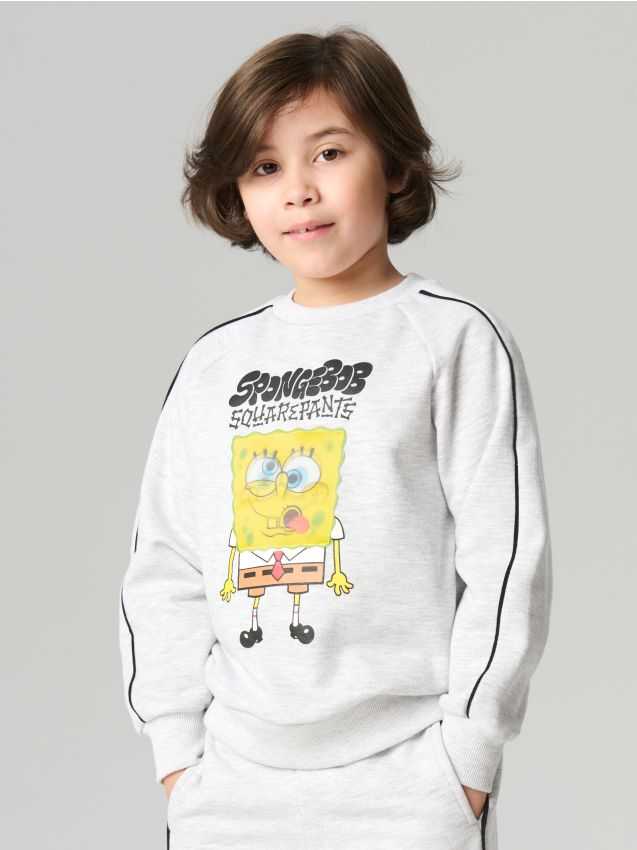 Sinsay - Bluză crewneck cu imprimeu SpongeBob - gri deschis