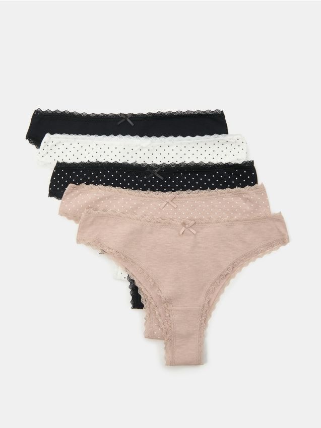 Sinsay - Bawełniane majtki brazyliany 5 pack - wielobarwny