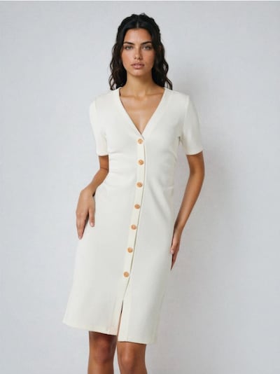 Mini kleit taljekortsuga ja dekoratiivsete nööpidega