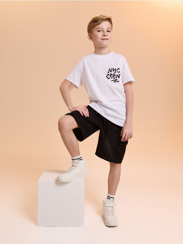 Sinsay - Pantaloni scurți cargo - negru