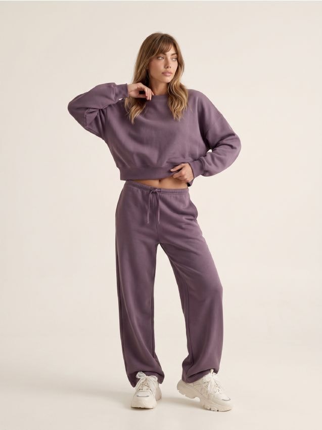 Sinsay - Hanorac scurt cu gât rotund - mov