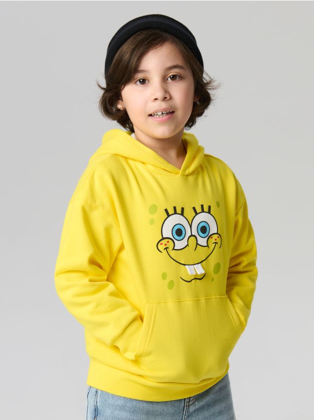 Sinsay - Bluză din bumbac cu imprimeu SpongeBob - galben