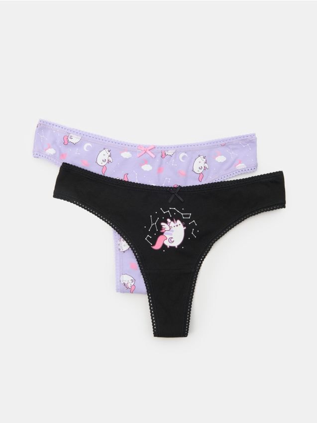 Sinsay - Set de 2 perechi de chiloți tanga Pusheen The Cat - multicolor
