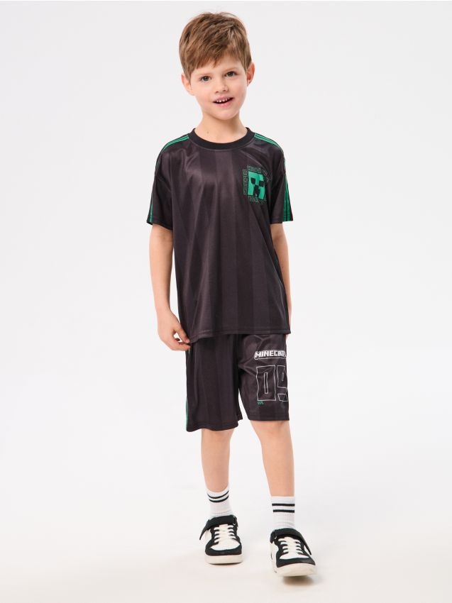 Sinsay - Compleu cu tricou și pantaloni scurți Minecraft - negru