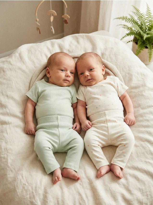 Sinsay - Set 2 colanți din bumbac - crem