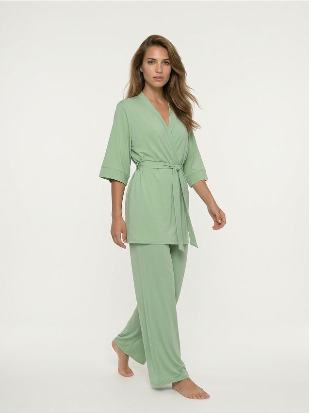 Sinsay - Pantaloni de pijama cu crac larg - verde-maroniu