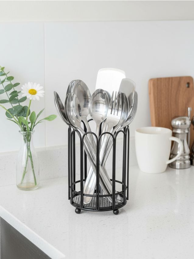 Sinsay - Organizator metalic pentru tacâmuri cu bază din plasă - negru