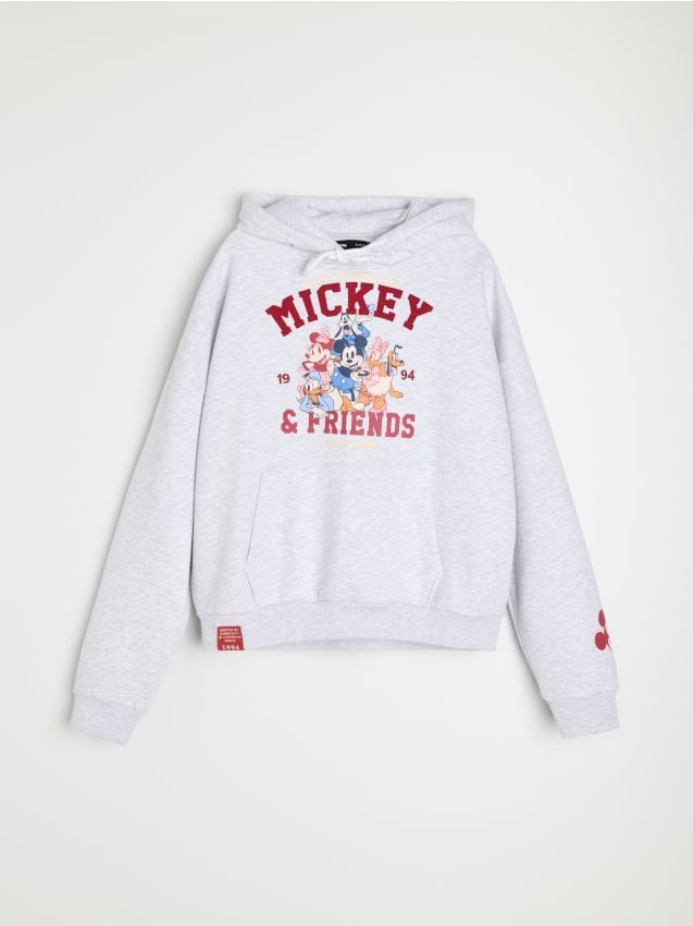 Sinsay - Hanorac cu bumbac Mickey and Friends - gri deschis