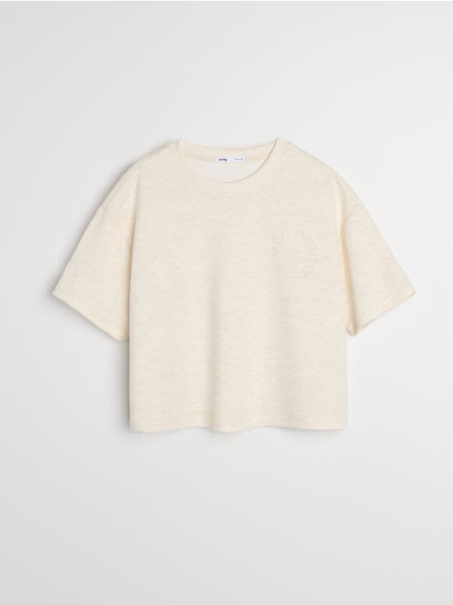 Sinsay - Bluza z domieszką wiskozy - kremowy