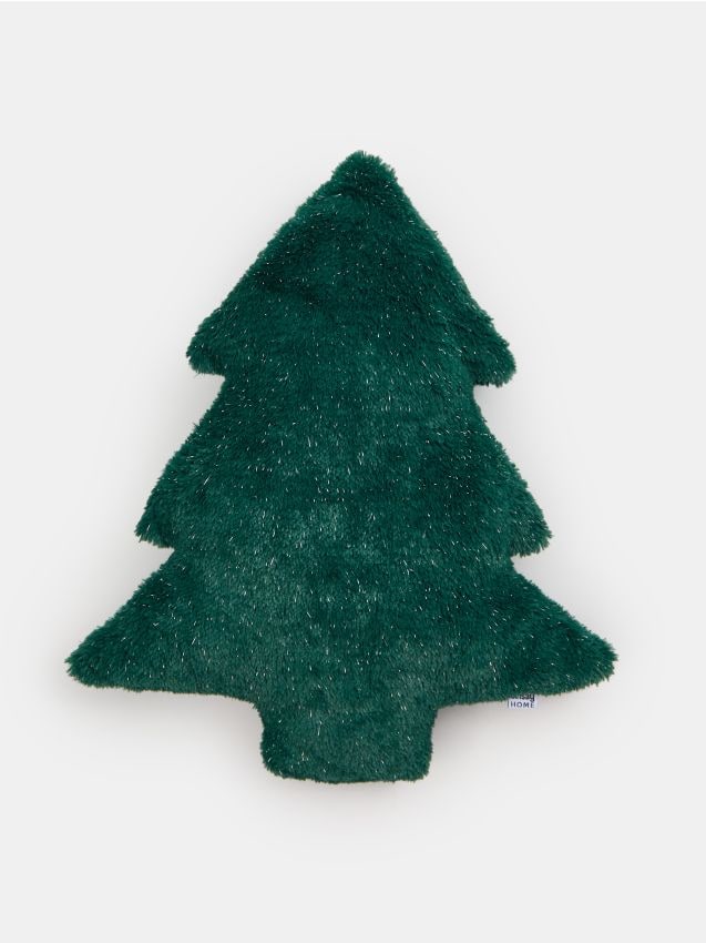 Sinsay - Pernă decorativă în formă de brad din imitație de blană - verde