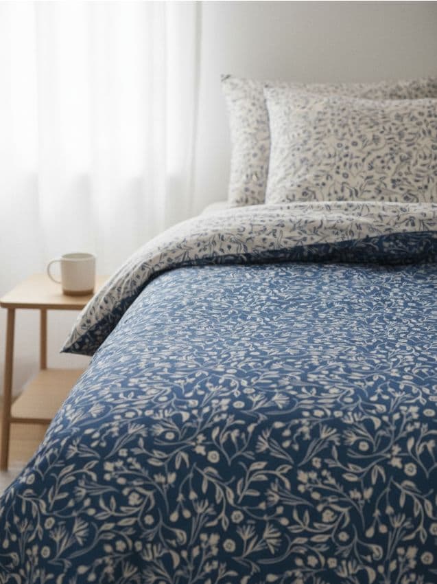 Sinsay - Set de lenjerie de pat cu model, dublu - indigo