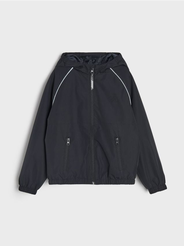 Sinsay - Kurtka sportowa z kapturem i odblaskowymi elementami Active - czarny