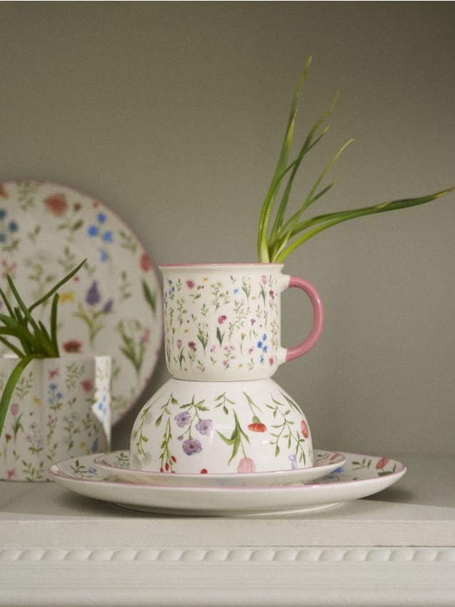 Sinsay - Cană ceramică cu model floral - roz