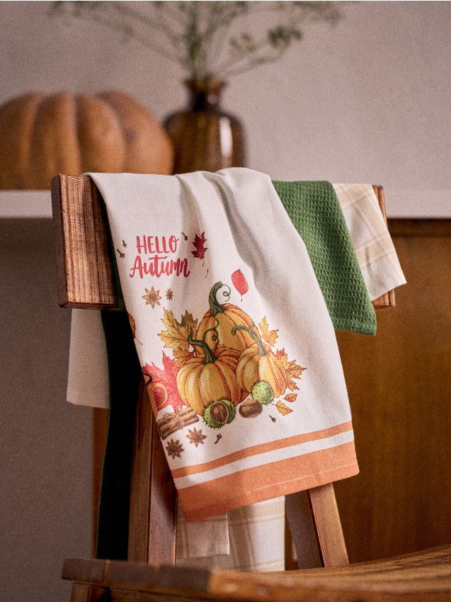 Sinsay - Prosoape de bucătărie din bumbac cu motiv de toamnă 3 pack - multicolor
