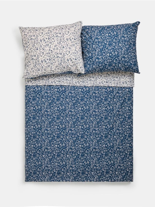 Sinsay - Set de lenjerie de pat cu model, dublu - indigo