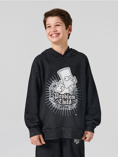 Dukserica s kapuljačom s efektom ispranosti The Simpsons