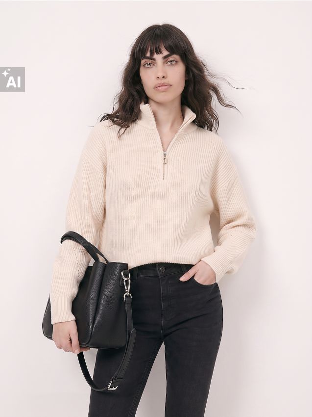 Sinsay - Pulover half-zip cu guler înalt - altele