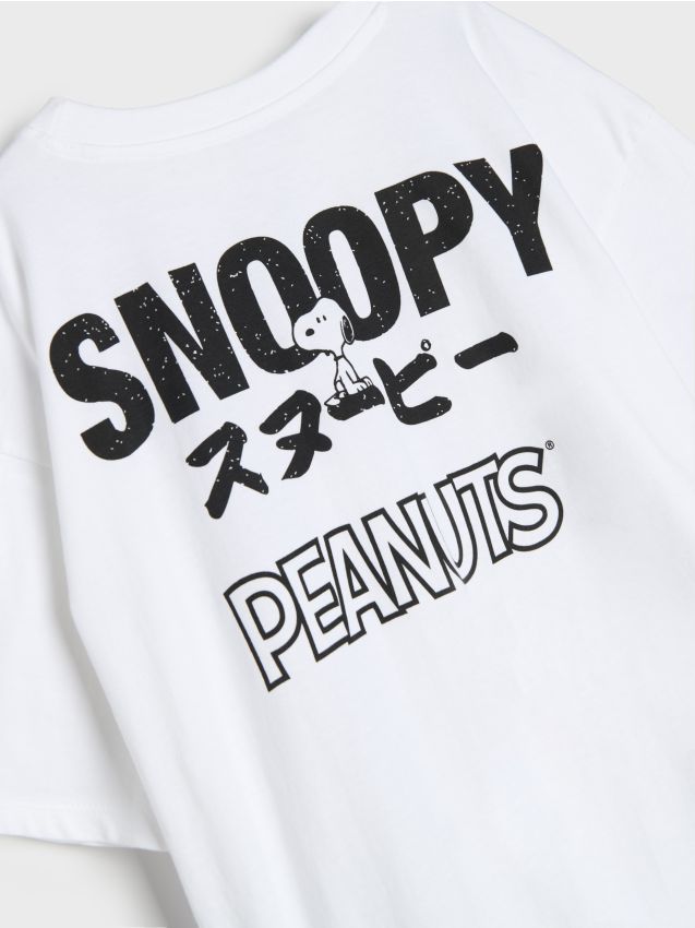 Sinsay - Tricou cu inscripţie pe spate Peanuts - alb