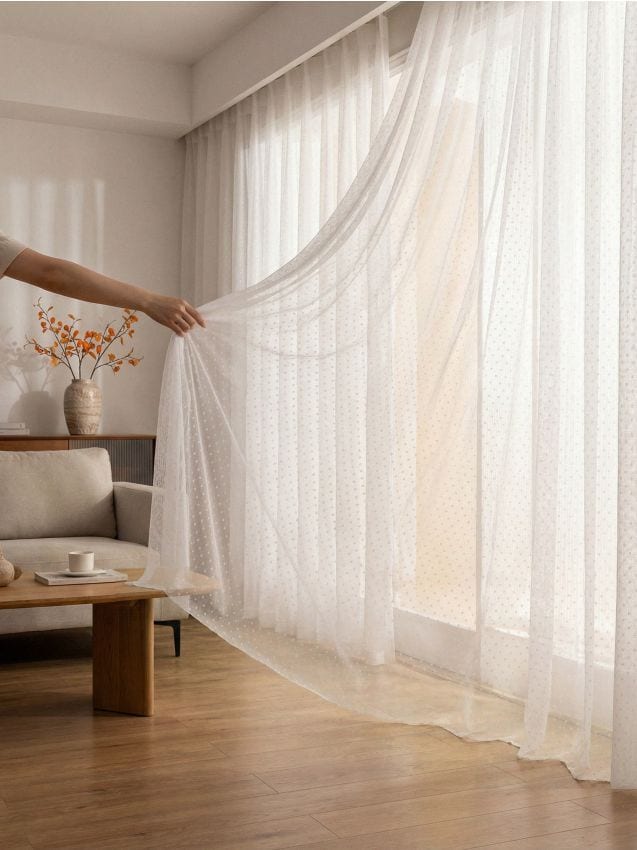 Sinsay - Perdea cu buline - alb