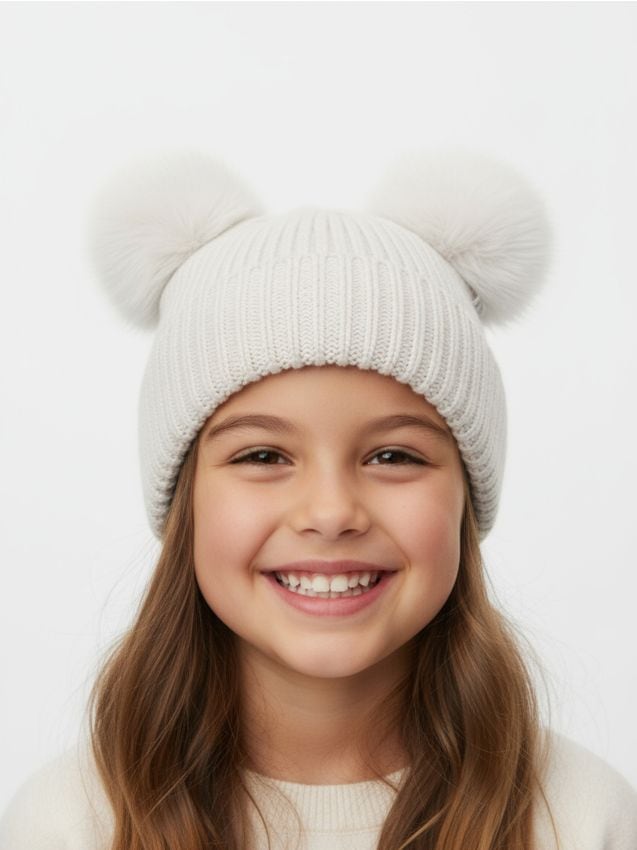 Sinsay - Čiapka s brmbolcami - krémová