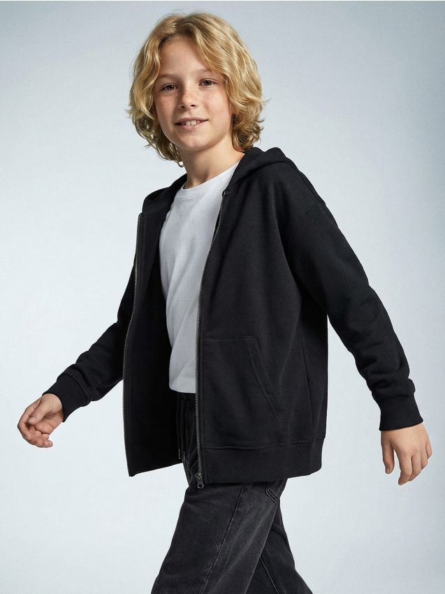 Sinsay - Hanorac cu glugă și fermoar - negru