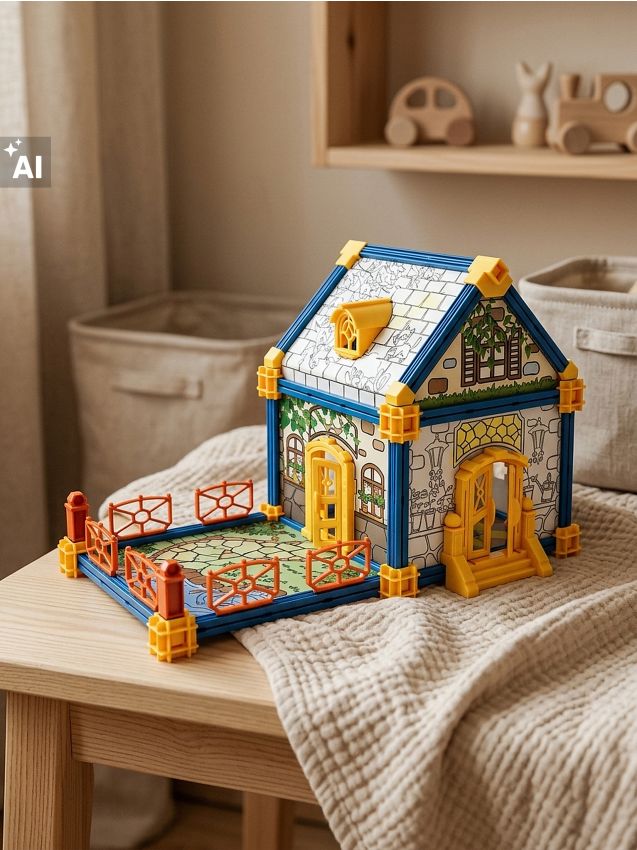 Sinsay - Set de construcție DIY pentru asamblarea și colorarea unei căsuțe - multicolor