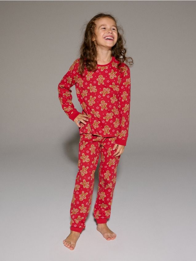 Sinsay - Dvojdielne pyžamo s motívom perníkového panáčika - červená
