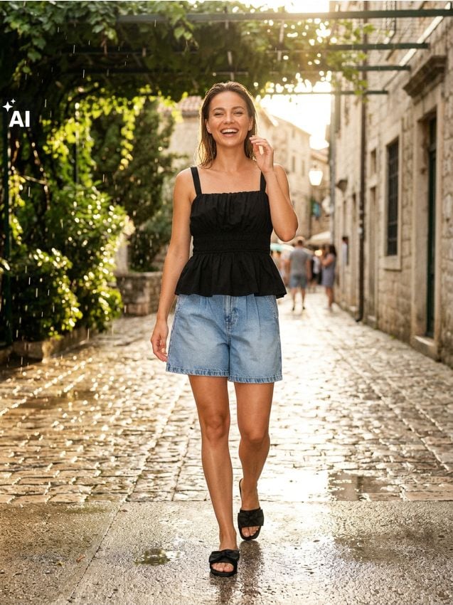 Sinsay - Top din bumbac cu pliseuri - negru