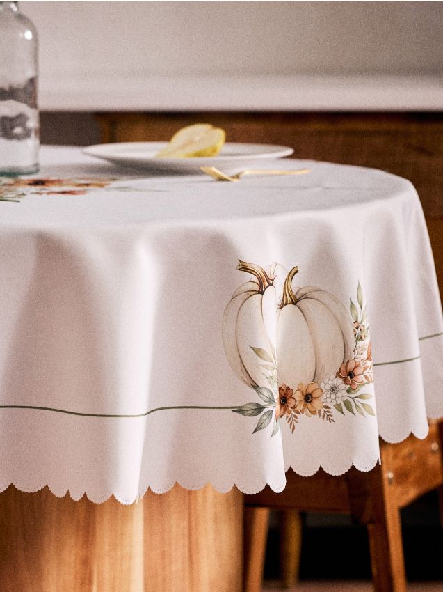 Sinsay - Față de masă rotundă cu motiv floral - alb