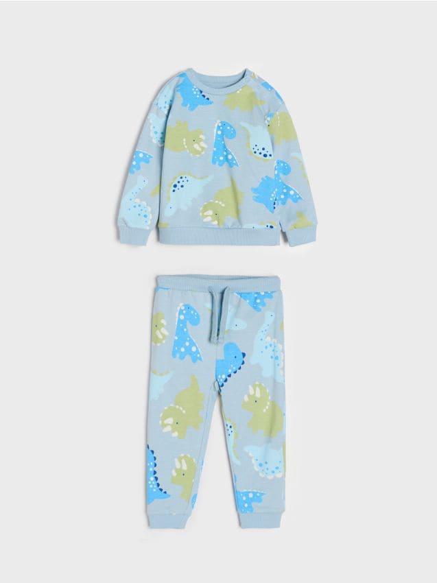 Sinsay - Set bluză și pantaloni sport - albastru-pal