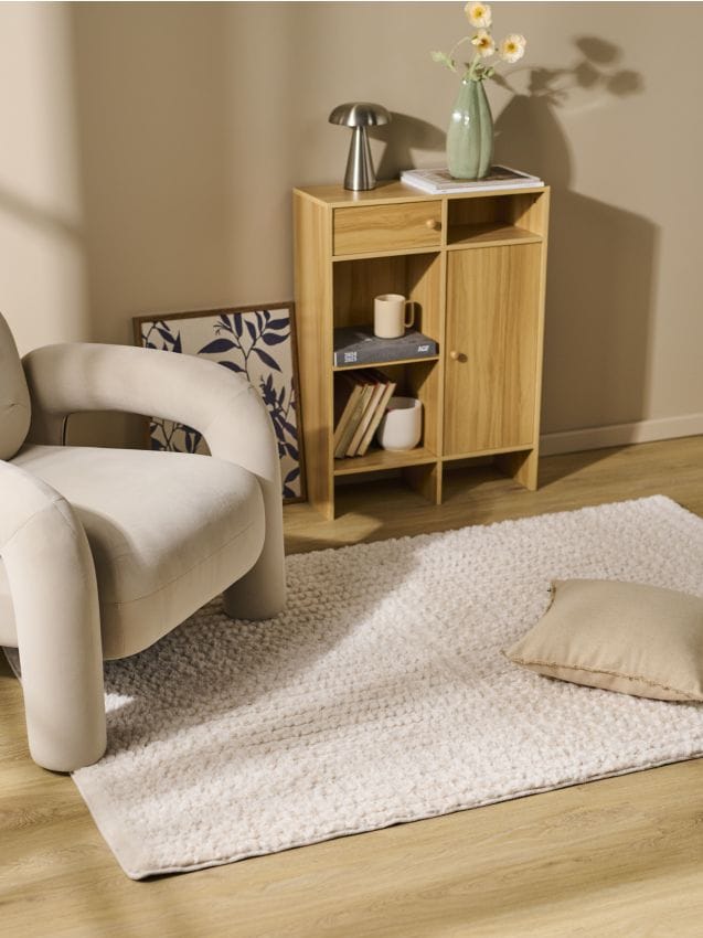 Sinsay - Kožušinový koberec - krémová