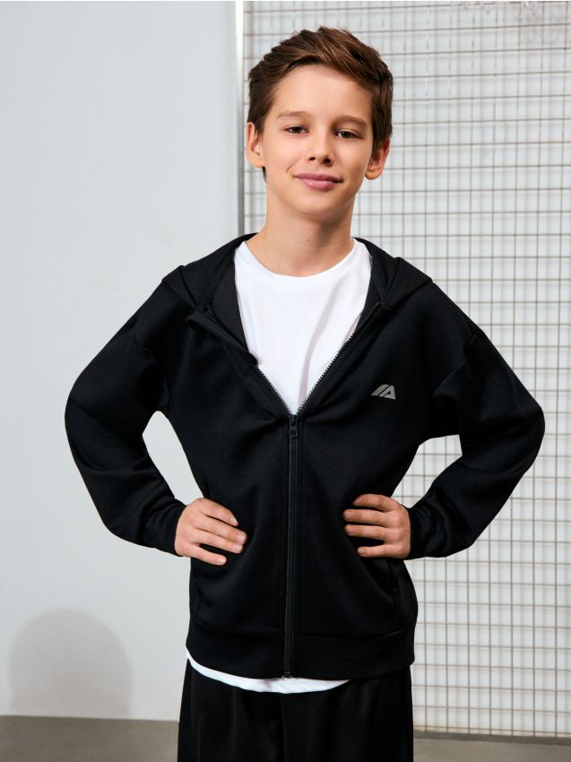 Sinsay - Hanorac cu glugă și fermoar Active - negru