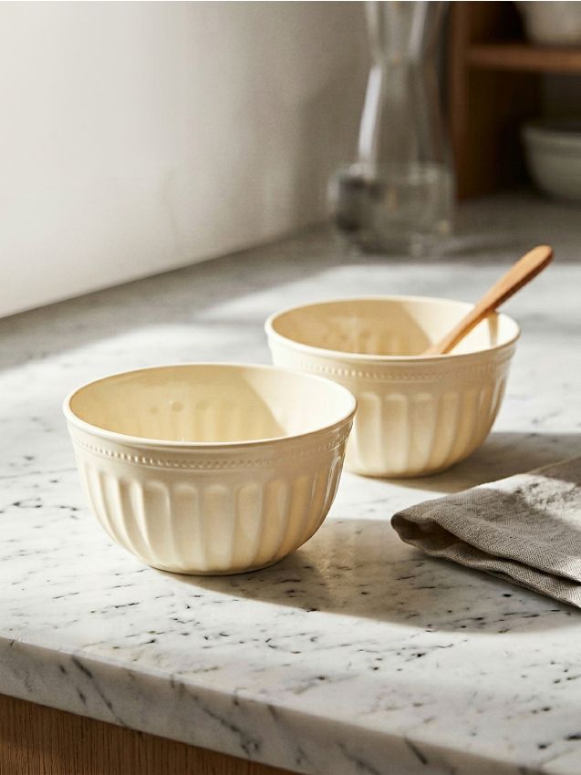 Sinsay - Set de boluri striate 2 pack - crem