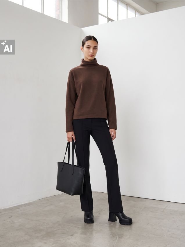 Sinsay - Tricou cu amestec de vâscoză - maro