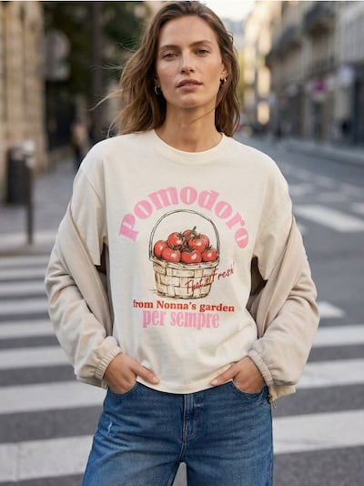 Μπλούζα από βαμβάκι με εκτύπωμα ντομάτας