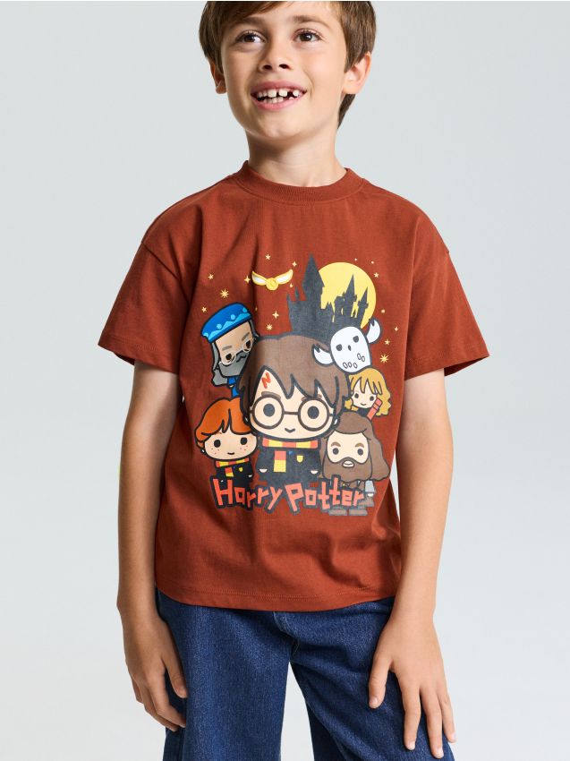 Sinsay - Tricou din bumbac cu imprimeu Harry Potter - arămiu