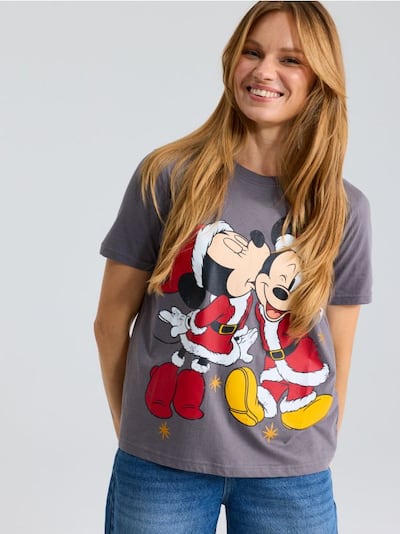 Bombažna majica z božičnim potiskom Disney