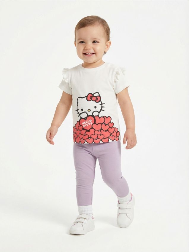 Sinsay - Tricou din bumbac cu imprimeu Hello Kitty - crem