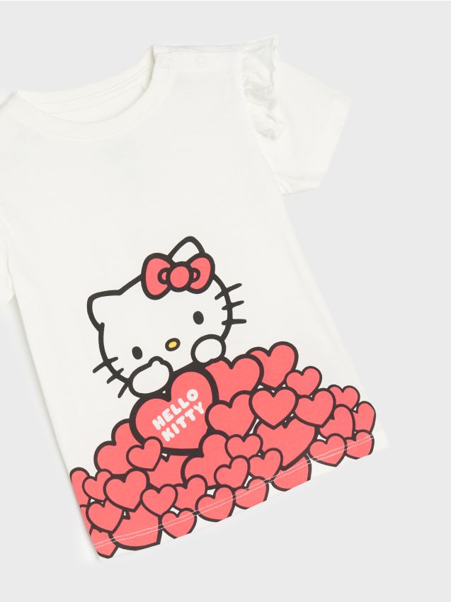 Sinsay - Tricou din bumbac cu imprimeu Hello Kitty - crem