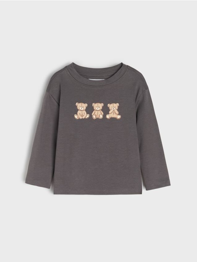 Sinsay - Tricou cu mânecă lungă - gri-neutru
