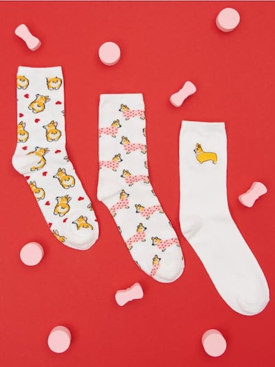 Socken, 3er-Pack corgi