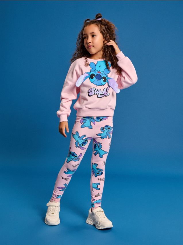 Sinsay - Bavlnené legíny Stitch - pastelová ružová