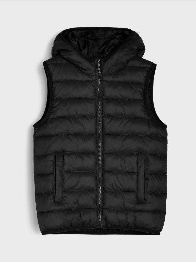 Sinsay - Vestă matlasată cu glugă - negru