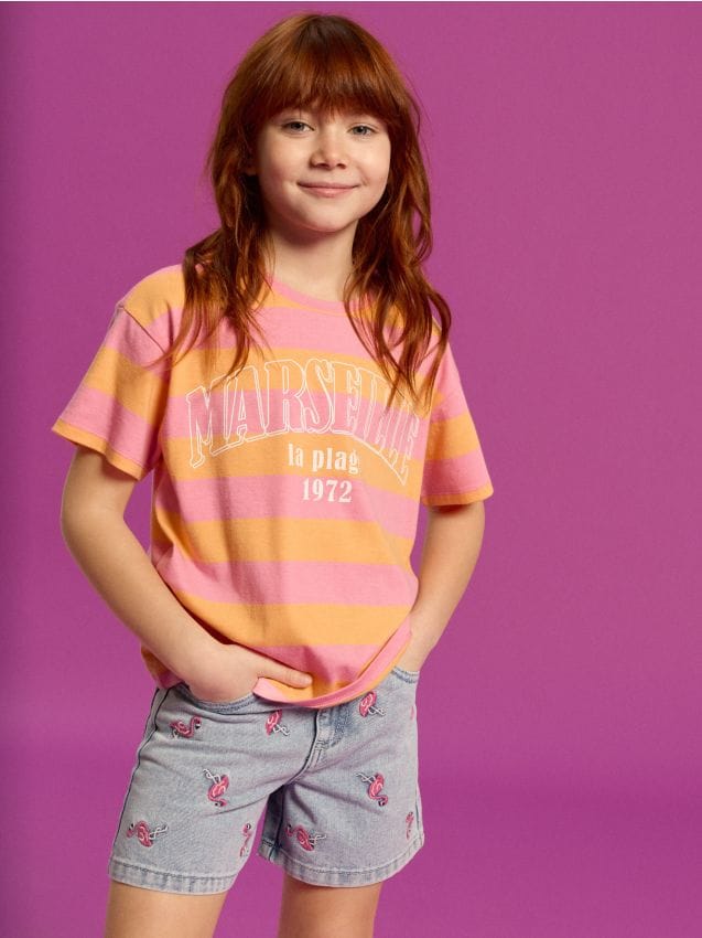 Sinsay - Tricou din bumbac cu inscripție Marseille - multicolor