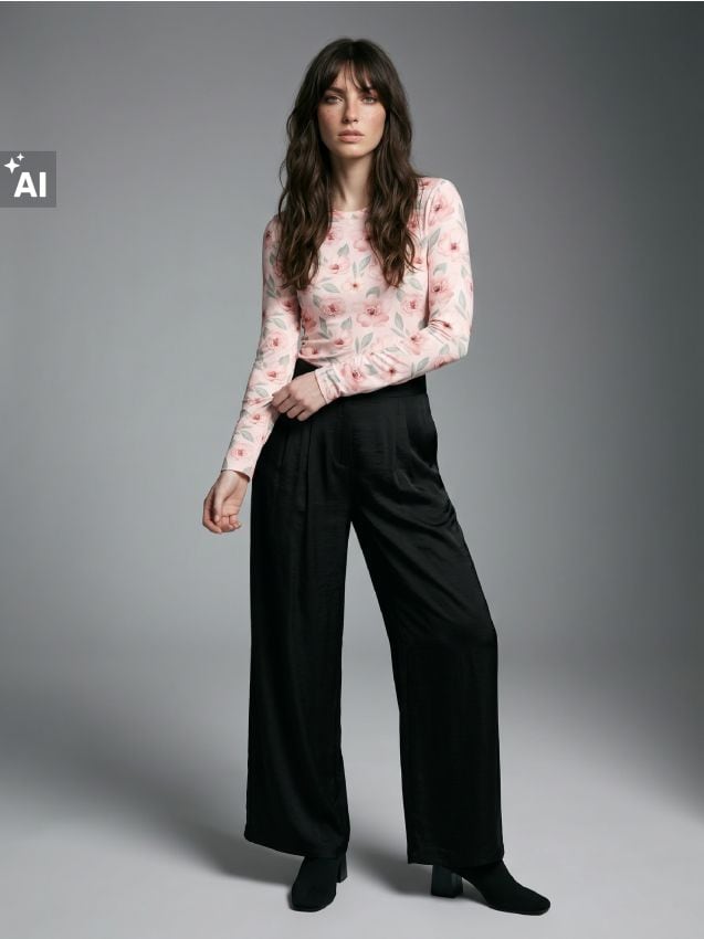 Sinsay - Tricou cu mânecă lungă cu motiv floral - multicolor