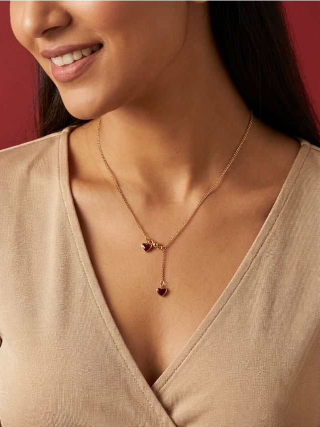 Sinsay - Náhrdelník s príveskami v tvare srdca - zlatá