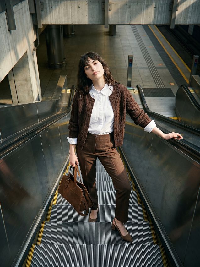 Sinsay - Cardigan cu model tricotat decorativ - maro