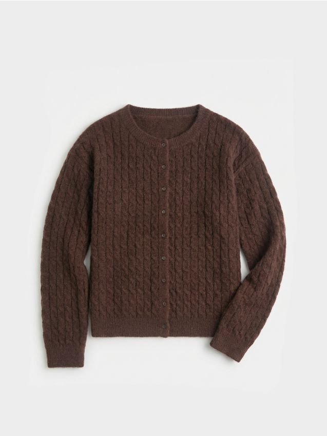Sinsay - Cardigan cu model tricotat decorativ - maro